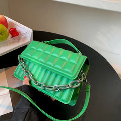 Chain Handbags for Women Striped Plaid Small Square Bag Women Shoulder Bags