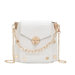 Chain Lady Small Square Bag Solid PU Leather Crossbody Bag For Women
