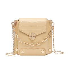 Chain Lady Small Square Bag Solid PU Leather Crossbody Bag For Women