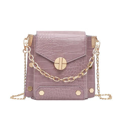 Chain Lady Small Square Bag Solid PU Leather Crossbody Bag For Women