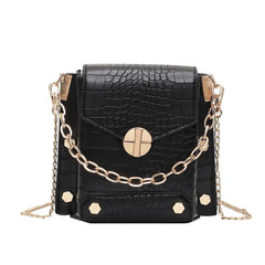Chain Lady Small Square Bag Solid PU Leather Crossbody Bag For Women