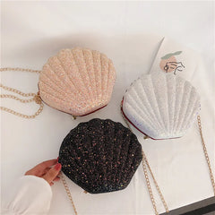 Sequined Shoulder Bag Women's Shell Shape Purse Mini Bag