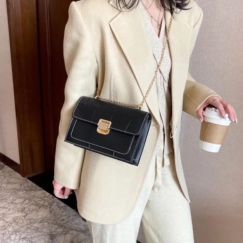 Chain Strap Female Shoulder Bag Retro Casual High Crossbody Bag