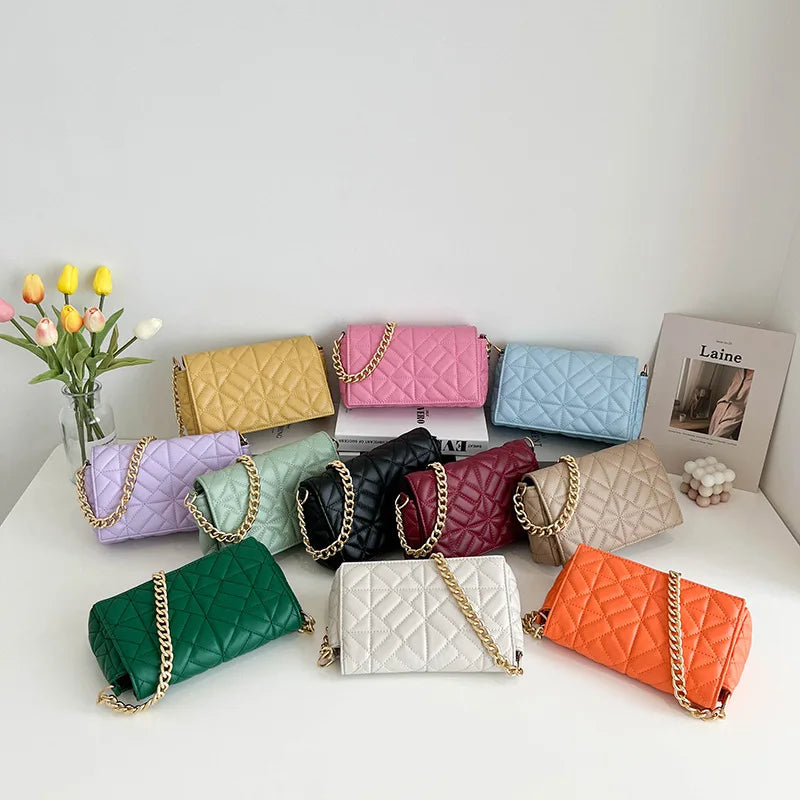 Chain Strap Women Shoulder Bag 11 Colors Pu Leather Handbags