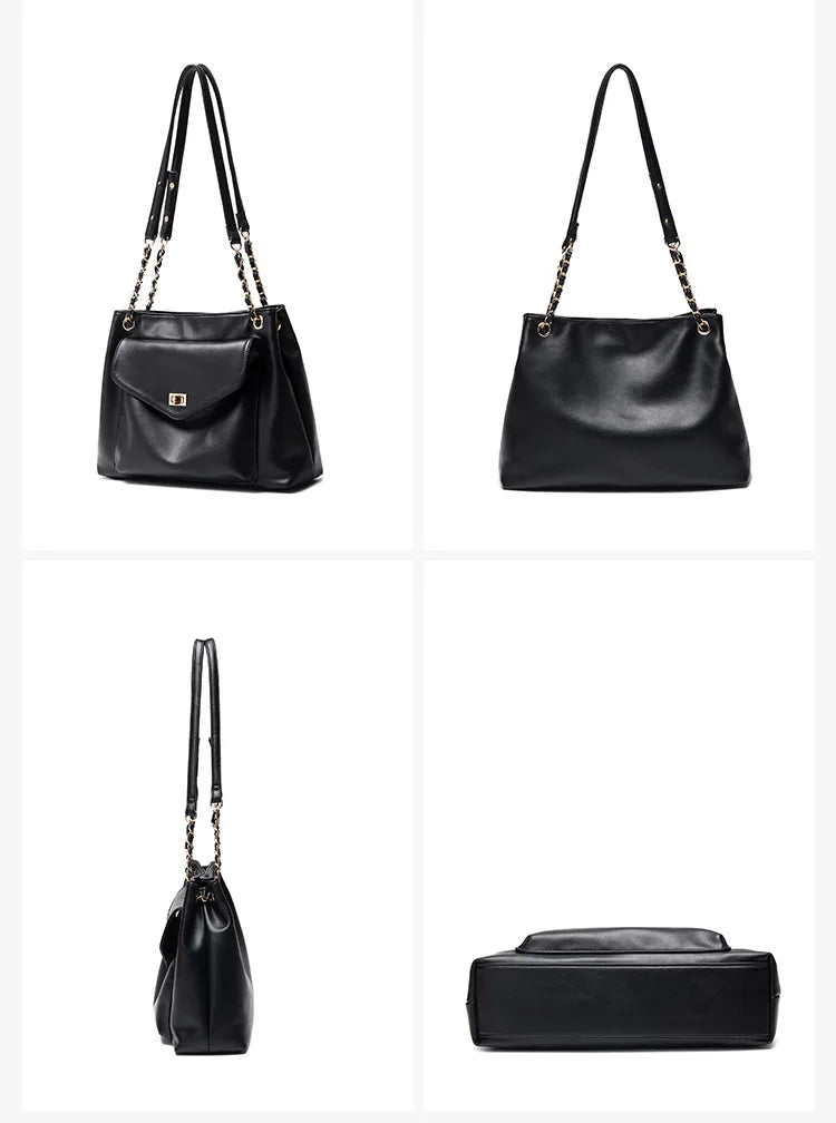 Chain Women Shoulder Crossbody Bags Handbags Purses Soft Pu Leather Totes