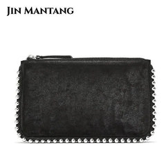 Matte Leather Crossbody Bag with Beading Chains for Women
