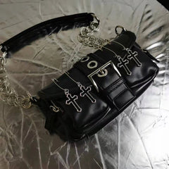 Women's Small Square Shoulder Bag Vintage Rivet Underarm Tote