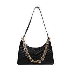 Embossed PU Leather Chain Shoulder Bag Zipper Underarm
