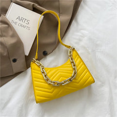 Embossed PU Leather Chain Shoulder Bag Zipper Underarm