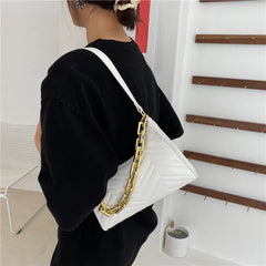 Embossed PU Leather Chain Shoulder Bag for Woman
