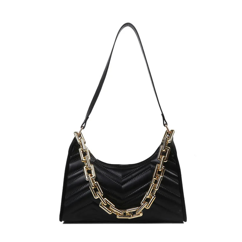 Embossed PU Leather Chain Shoulder Bag for Woman
