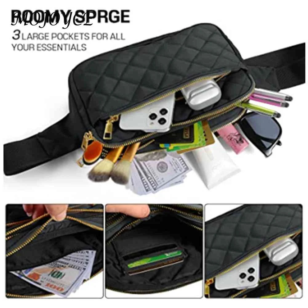 Rhombus Pattern Chest Bag Multi-Pockets Adjustable Belts