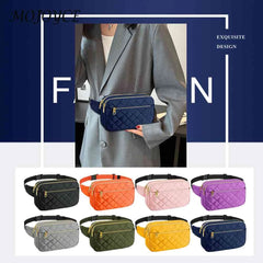 Rhombus Pattern Chest Bag Multi-Pockets Adjustable Belts