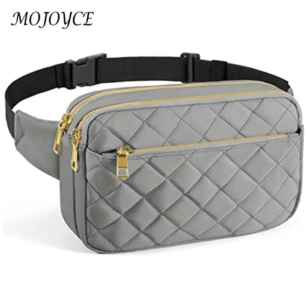 Rhombus Pattern Chest Bag Multi-Pockets Adjustable Belts