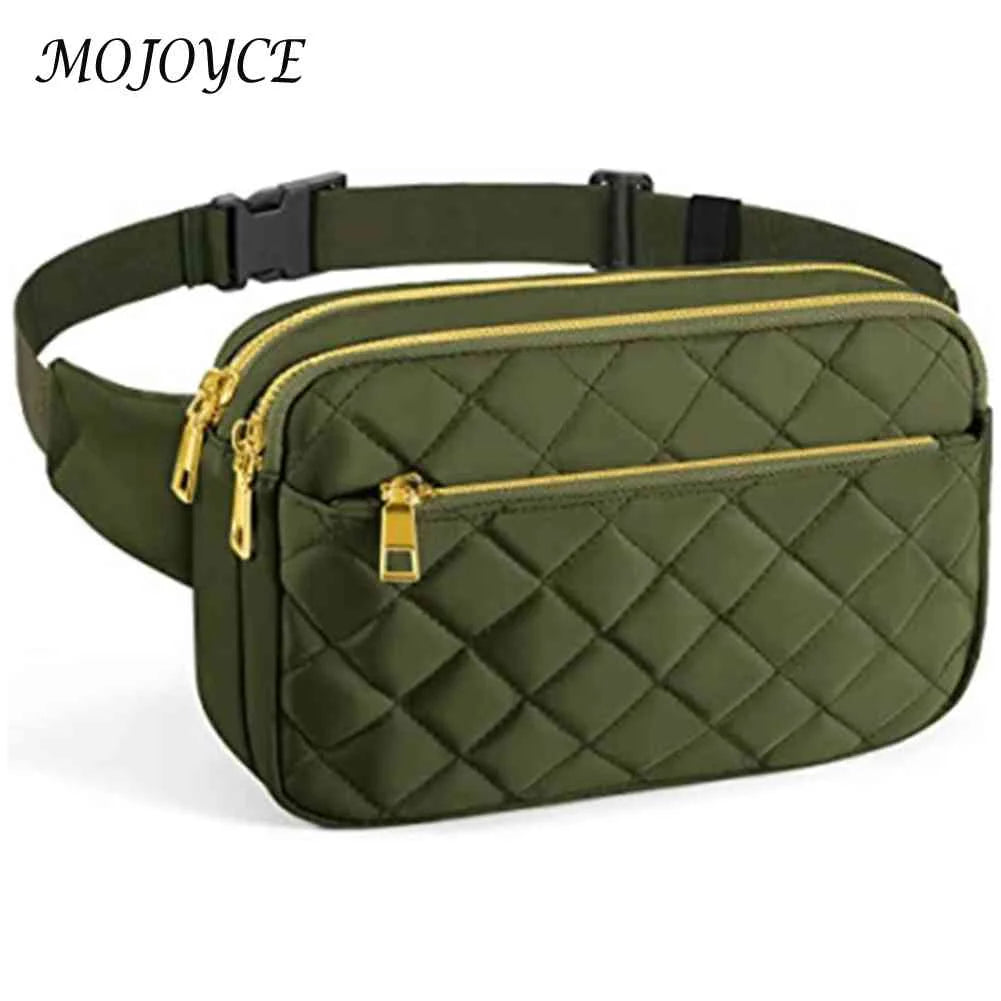 Rhombus Pattern Chest Bag Multi-Pocket Adjustable Belts
