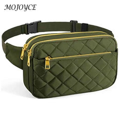 Rhombus Pattern Chest Bag Multi-Pocket Adjustable Belts