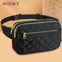 Rhombus Pattern Chest Bag Multi-Pocket Adjustable Belts