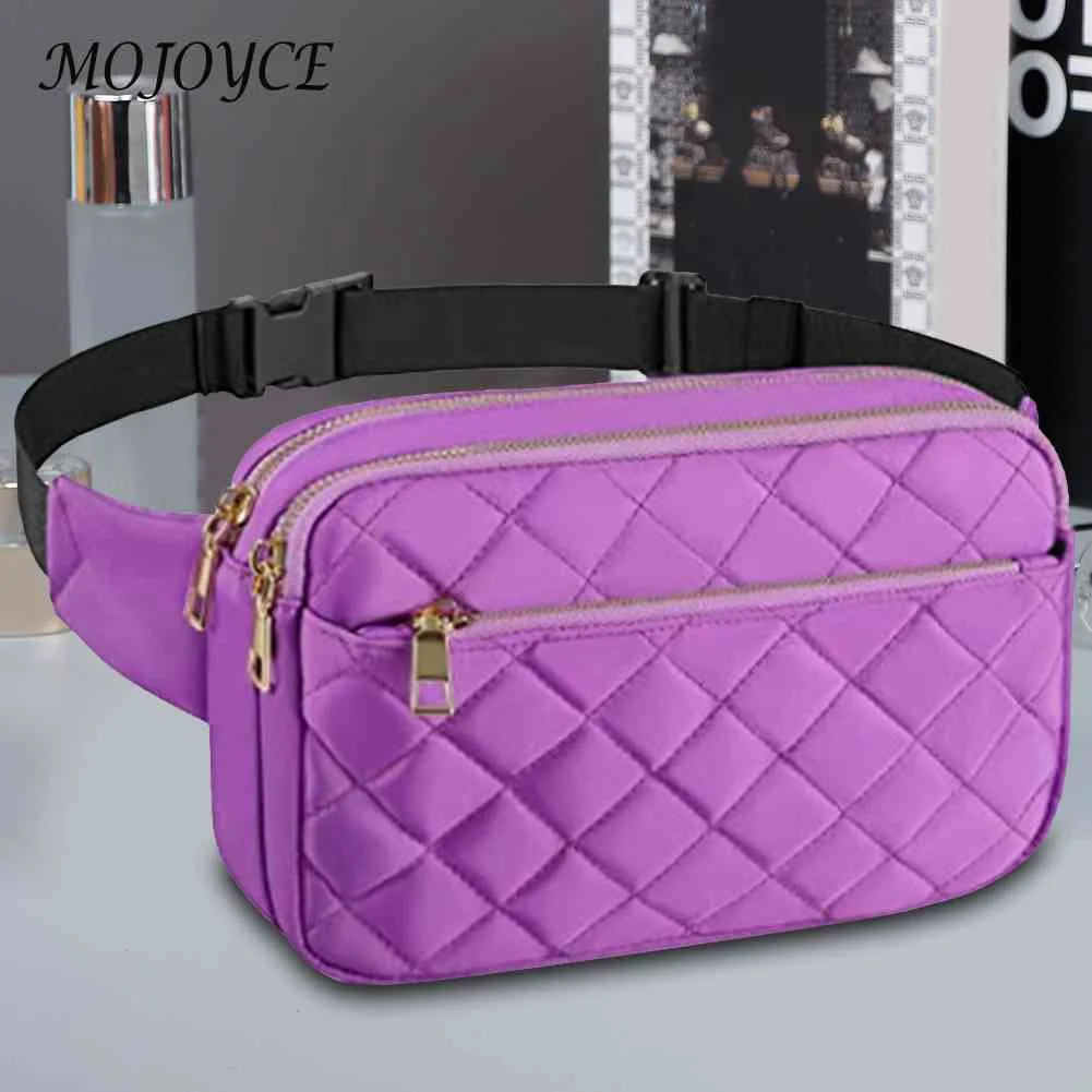 Rhombus Pattern Chest Bag Multi-Pockets Adjustable Belts