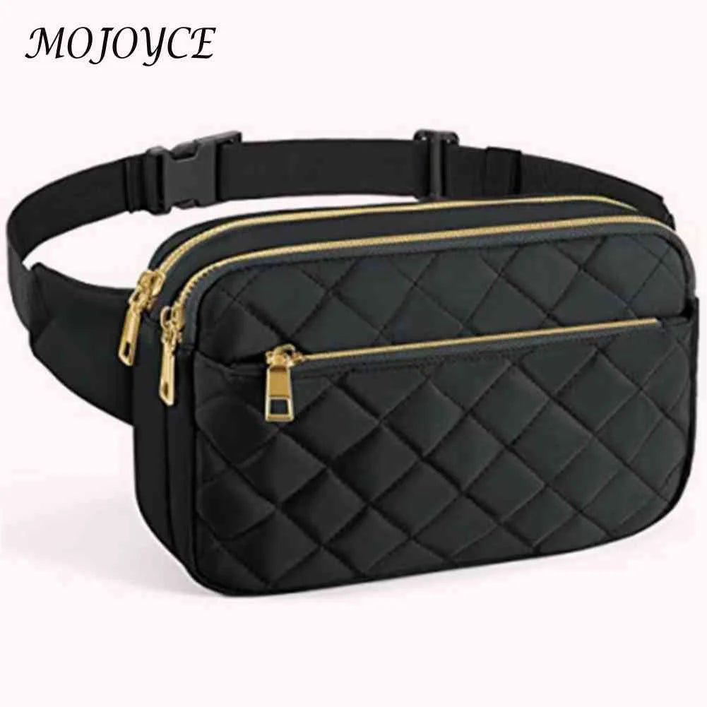 Rhombus Pattern Chest Bag Multi-Pockets Adjustable Belts
