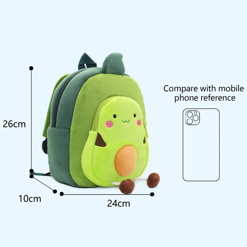 3D Cartoon Print Plush Kids Backpack Kindergarten Boys Girls School Bags