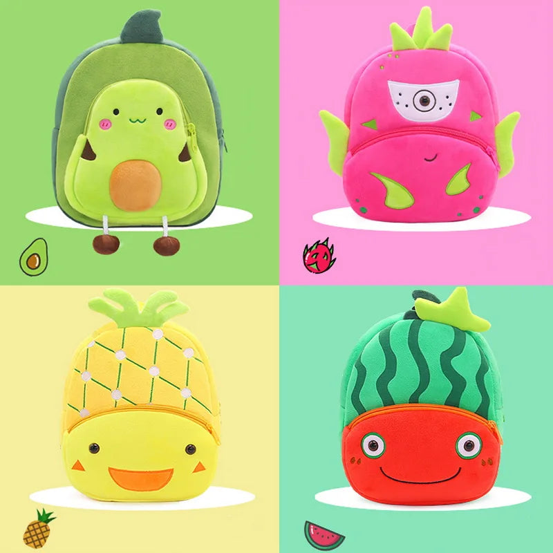 3D Cartoon Print Plush Kids Backpack Kindergarten Boys Girls School Bags
