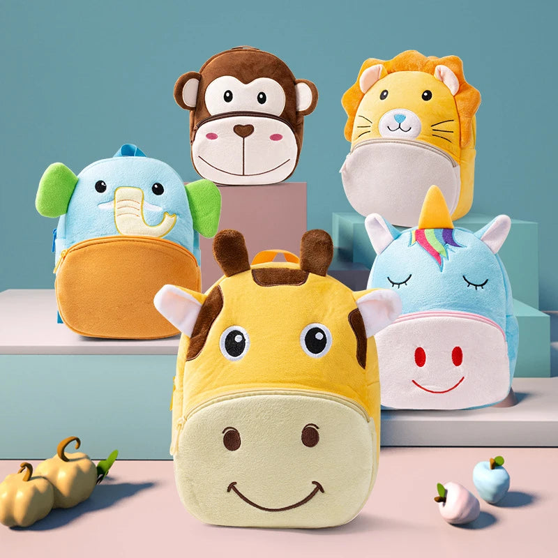 3D Cartoon Print Plush Kids Backpack Kindergarten Boys and Girls School Bags