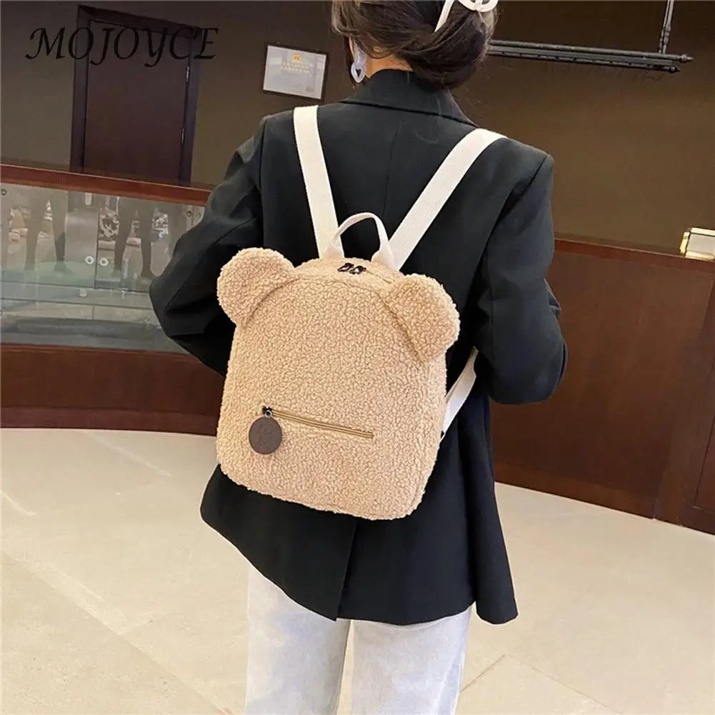 Kids Bear Ear Fleece Backpack for Boys Girls Mini Travel Rucksacks