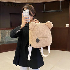 Kids Bear Ear Fleece Backpack for Boys Girls Mini Travel Rucksacks