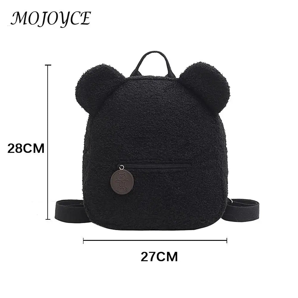 Kids Bear Ear Fleece Backpack for Boys Girls Mini Travel Rucksacks