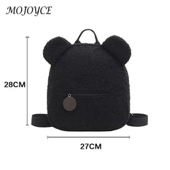 Kids Bear Ear Fleece Backpack for Boys Girls Mini Travel Rucksacks