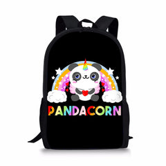Kids Backpack Panda Unicorn Pattern School Bag Teenagers Book-Bags