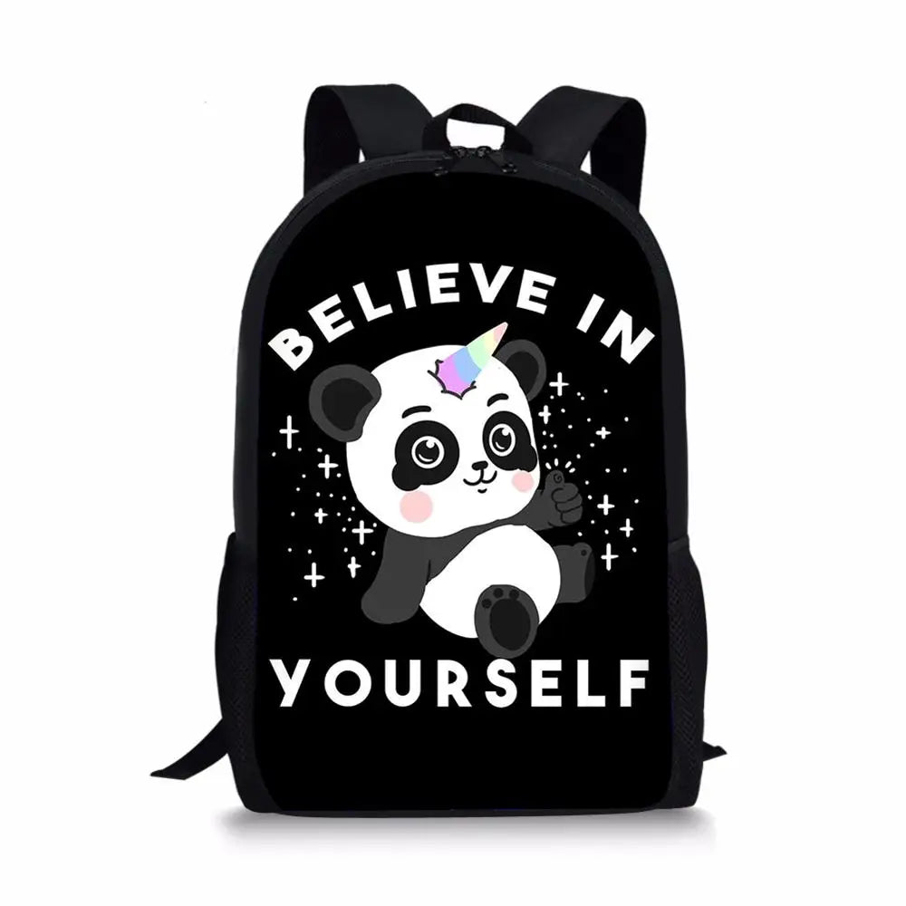Children's Backpack Panda Unicorn Pattern Students School Bag