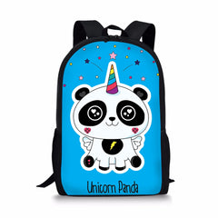 Kids Backpack Panda Unicorn Pattern School Bag Teenagers Book-Bags