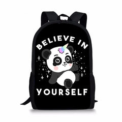 Kids Backpack Panda Unicorn Pattern School Bag Teenagers Book-Bags