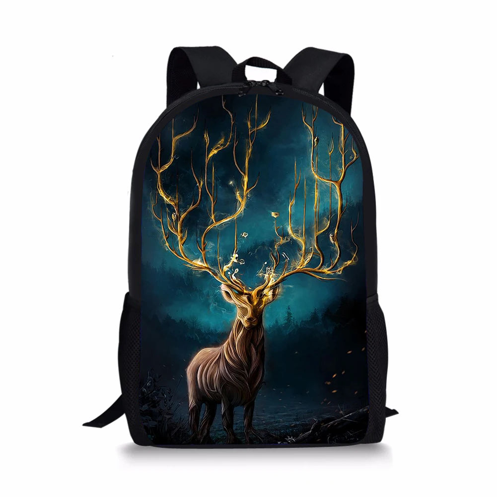 Deer Pattern Kids School Book Bag Girls Travel Backpack