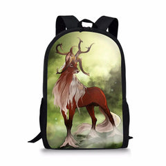 Deer Pattern Kids School Book Bag Girls Travel Backpack