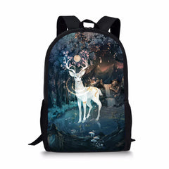 Deer Pattern Kids School Book Bag Girls Travel Backpack