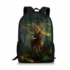 Deer Pattern Kids School Book Bag Girls Travel Backpack