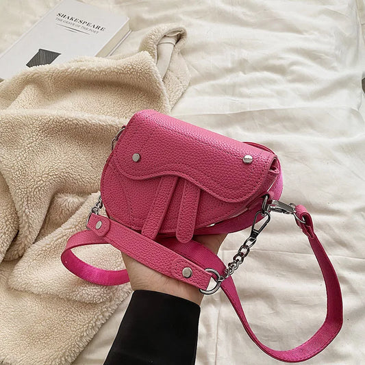 Girls Retro Rivet Saddle Bag Kids Shoulder Handbag