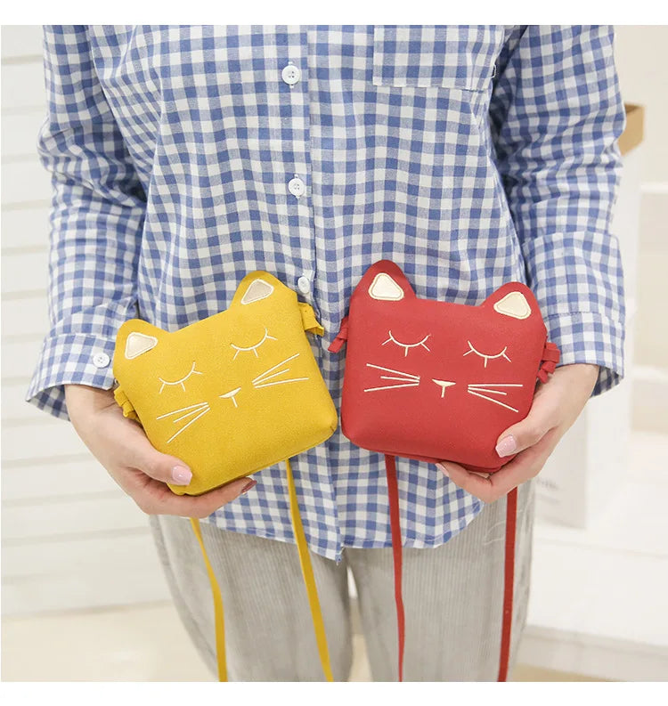 Kids Cat Mini Coin Purse Leather Shoulder Bag