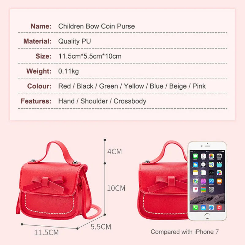 Kids Mini PU Leather Handbag Messenger Bag Coin Wallet Baby Girls Shoulder Purse