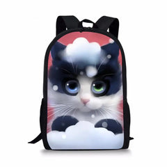 Kids School Backpack Fantasy Cats Pattern Book Bags Animal Painting