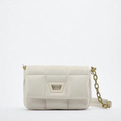 Quilted Chain Shoulder Bag Padded Crossbody High PU Leather Handbag