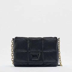 Quilted Chain Shoulder Bag Padded Crossbody High PU Leather Handbag