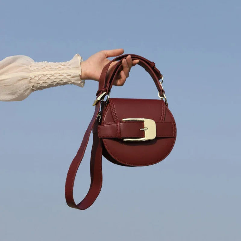 Soft PU Leather Crossbody Bag Circular Shoulder Bag