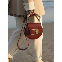 Soft PU Leather Crossbody Bag Circular Shoulder Bag