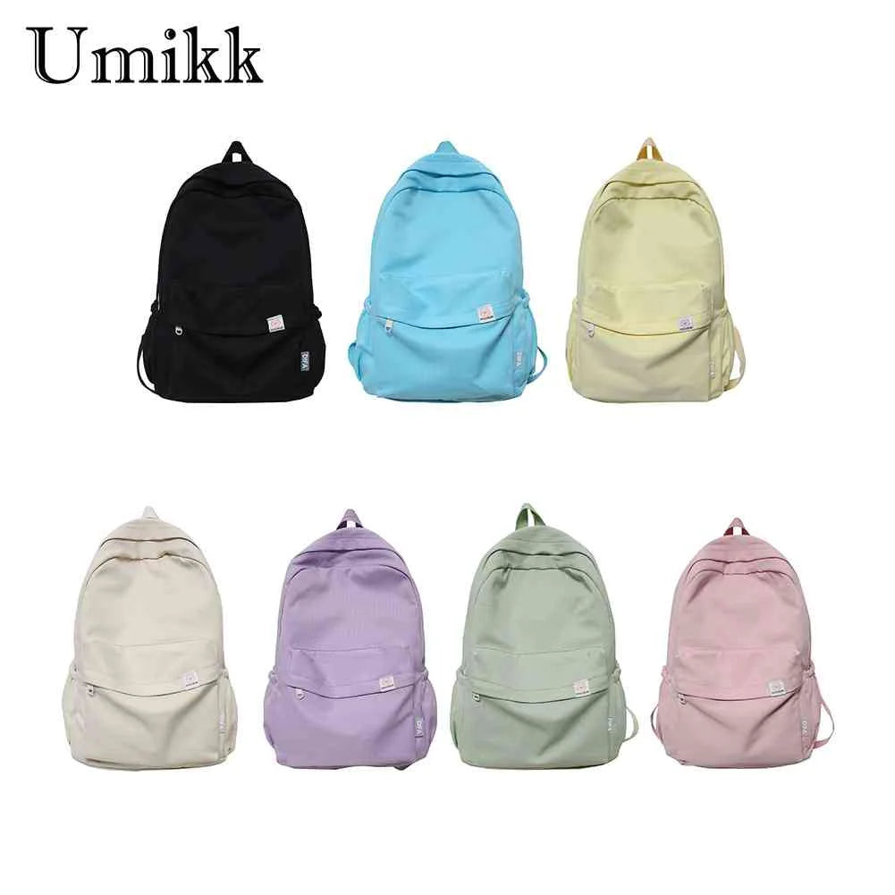 Classic Backpack Women Teenager Girls Solid School Bag College