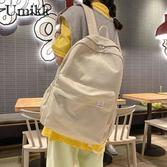 Classic Backpack Women Teenager Girls Solid School Bag College