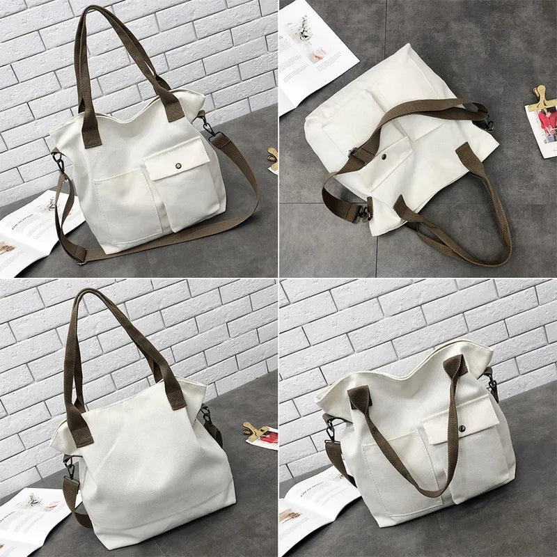 Woman's Classic Messenger Bag, Waterproof Canvas Schoolbag