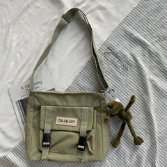 Women's South Korea Postman Bag Lady Student Nylon Waterproof Canvas Schoolbag